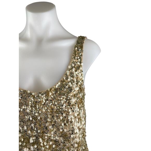 French Connection Gold Sequin Embellished Sleeveless Zip Tank Jumpsuit Romper XS - Picture 2 of 5